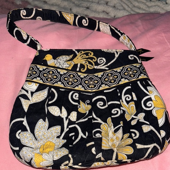 Retired Vera Bradley Yellow Bird Hannah Handbag Small - Picture 2 of 4